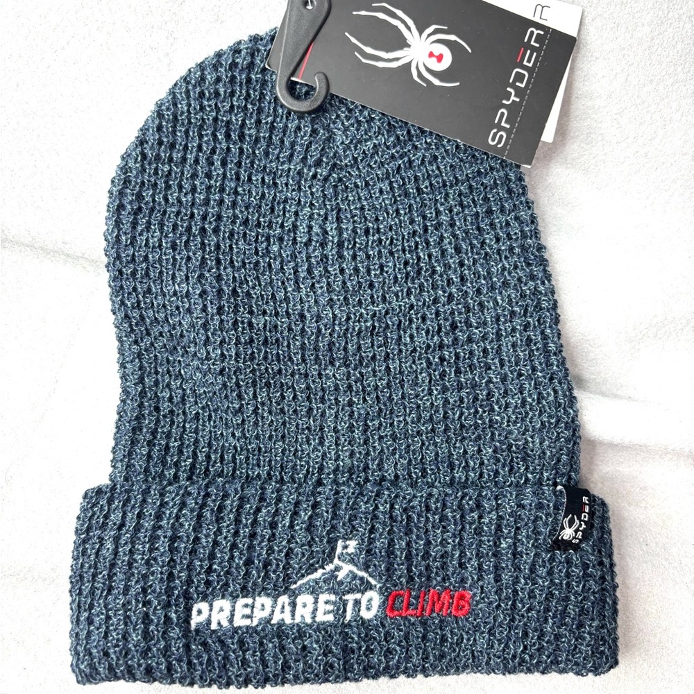Spyder OS Ribbed Heather Knit Beanie with 'Prepare to Climb' Embroidery - Picture 7 of 7